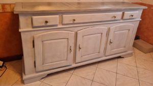 Buffet chêne rustique patiné 2 tons de gris