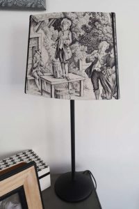 Abat-jour Tulipe Oval bout plat toile de jouy